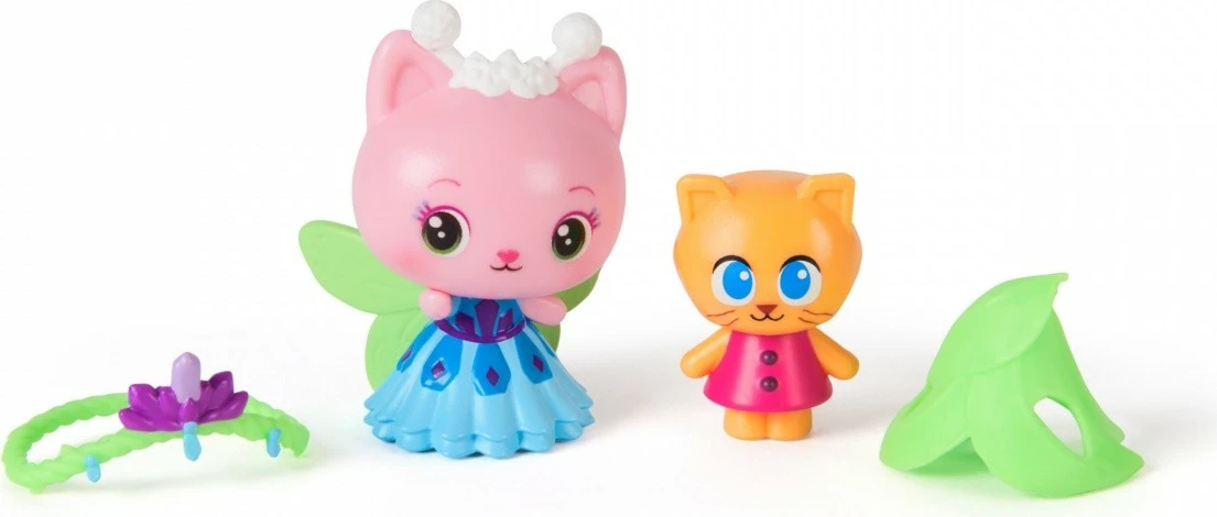 set figurina, Spin Master Gabby’s Dollhouse 6074330, Queen Kitty Fairy & Kitty Gnome, 2 copë, 5 cm, plastikë, Garden
