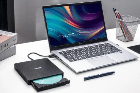 Shkrues DVD portabil Acer AXD001, USB 3.2, për laptop, i zi