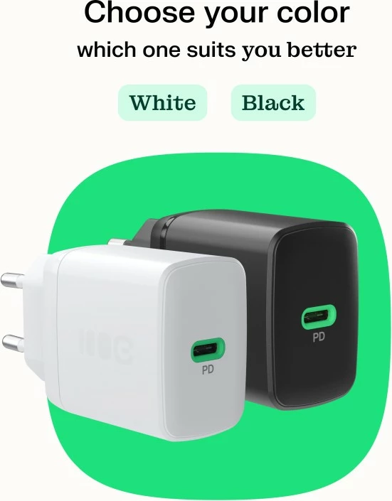 Karikues muri USB-C 30W PD 1x port, Green Cell, PowerSource Solo30 CHARB-GC-30C-W, i bardhë