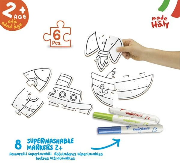 Puzzle ngjyrosës për fëmijë Carioca Baby, 20 pjesë, me markerë