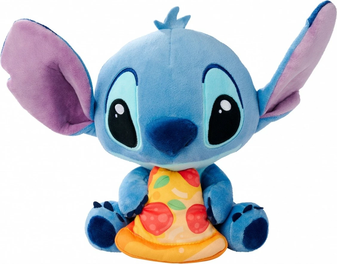 Lodër pelushi Disney Stitch me pizza, Simba, 25 cm, shumëngjyrëshe
