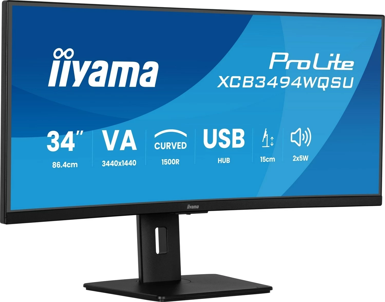 Monitor iiyama ProLite XCB3494WQSU-B1 34 inç, UWQHD, VA, 0.4ms, 120Hz, zi