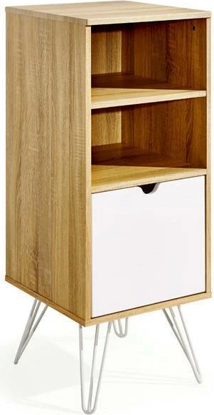 Komodinë NEXT Nextdeco me rafte dhe dollap, Kafe