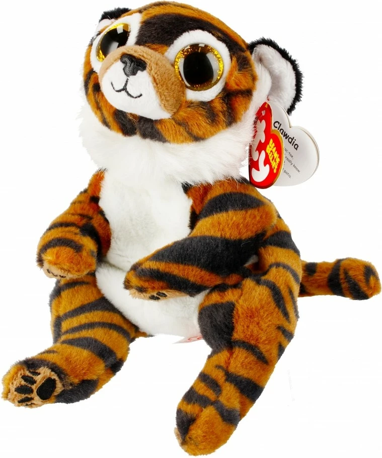 lodër pelushi tigër, TY, Clawdia 40546, 15 cm, ngjyrë portokalli/zezë e bardhë