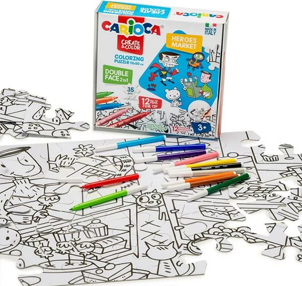 Puzzle ngjyrosës Carioca 2në1 Heros - Market 35 copë 70x35cm