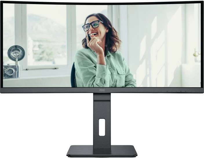 Monitor AOC CU34P3CV 34" WQHD 3440x1440 i lakuar VA USB-C 65W me altoparlantë 2x5W i zi