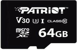 Kartelë memorie microSD Patriot VX V30, 64GB, SDXC, Class 10, UHS-I U3, e zezë