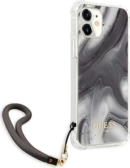 Mbështjellës Guess GUHCP12SKSMAGR për iPhone 12 mini 5.4", Marble Collection, Gri me varëse