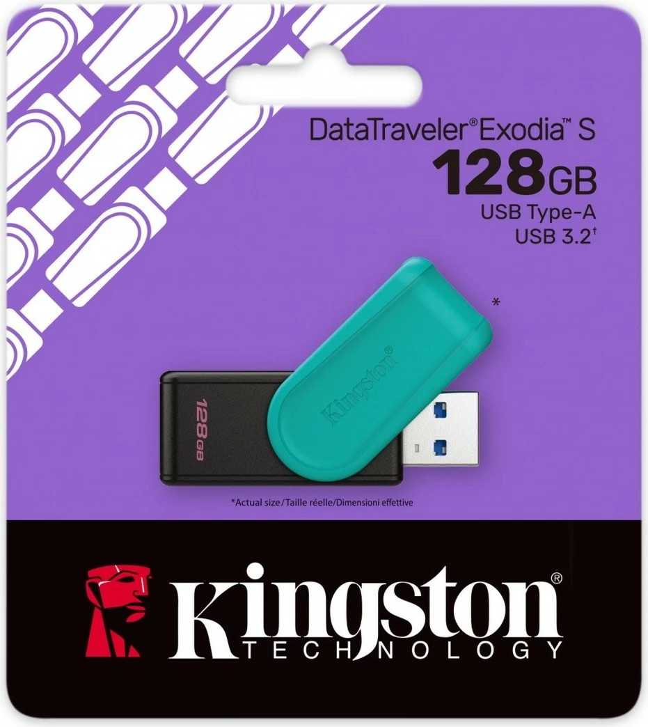Pendrive Kingston DataTraveler Exodia S 128GB, USB 3.2 Gen1, Zi/Turkuaz