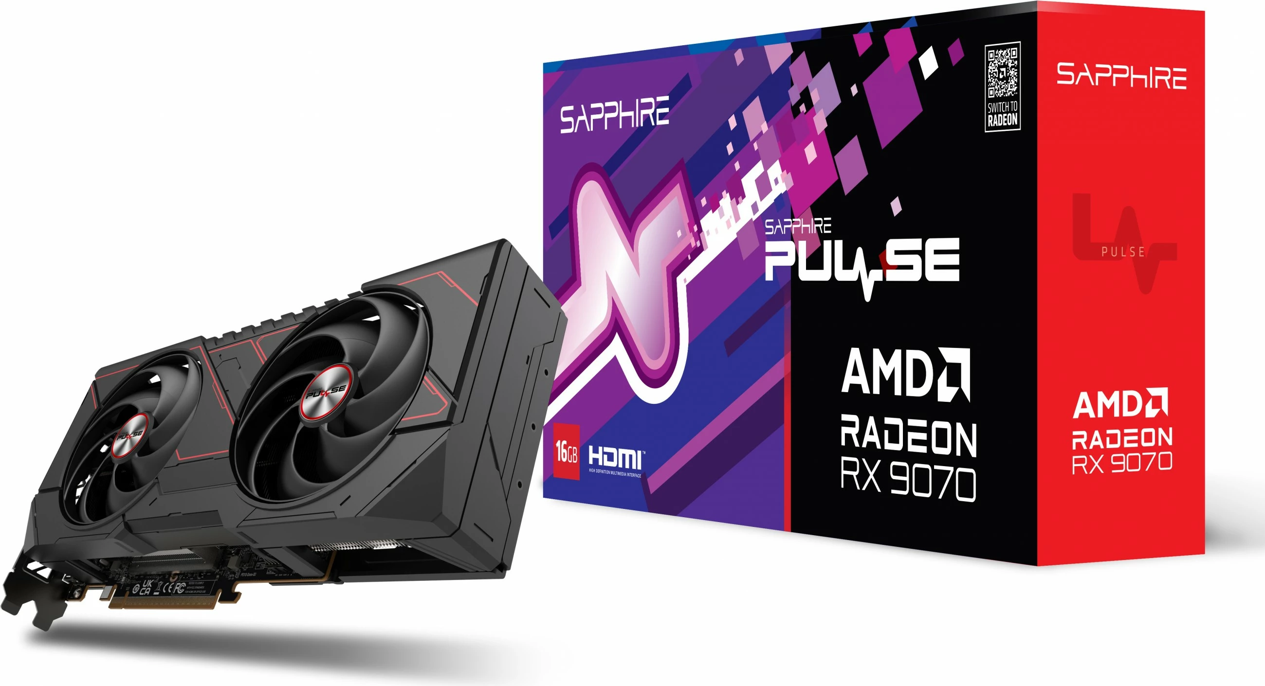 Kartelë grafike Sapphire PULSE Radeon RX 9070, 16 GB, GDDR6, PCI Express x16 5.0, e zezë
