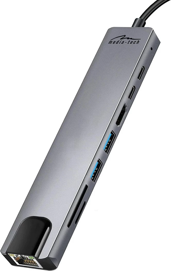 HUB USB Media-tech MT5046, 8 në 1, Gri