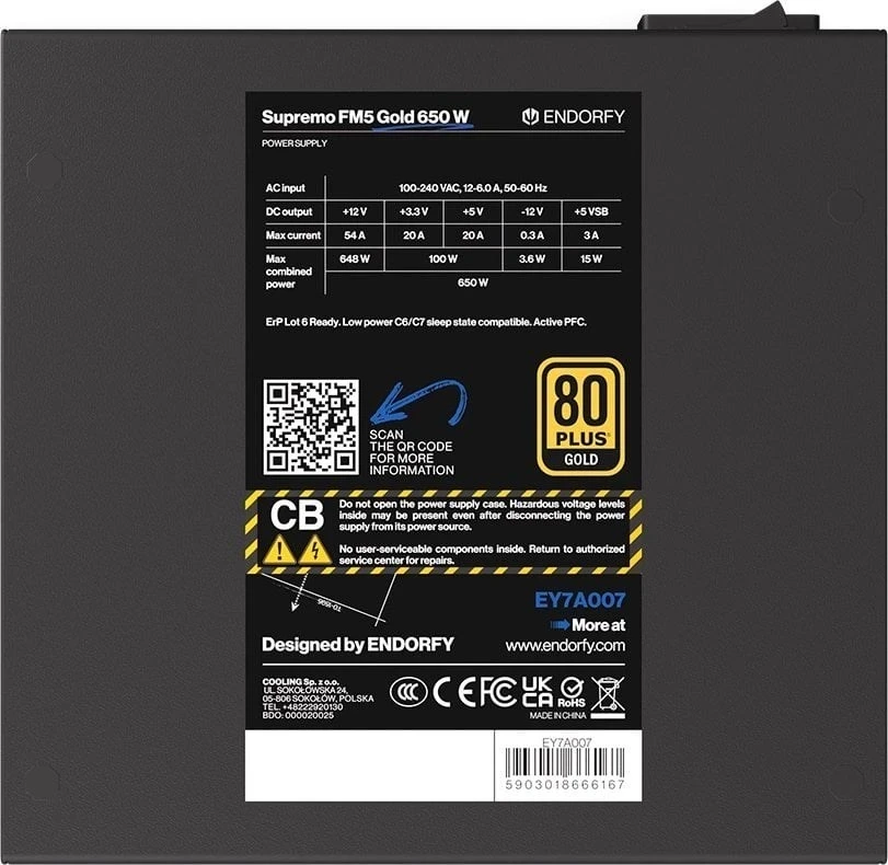 Furnizimi me energji Endorfy Supremo FM5 Gold 650W (EY7A007)