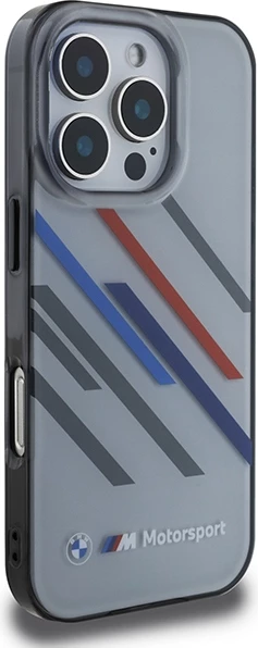 Mbështjellës BMW Motorsport IML Random Stripes për iPhone 16 Pro, Gri