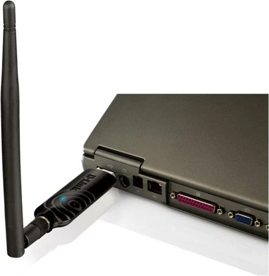 Adapter Wi‑Fi USB, D-Link, DWA-137, me antenë të jashtme, e zezë