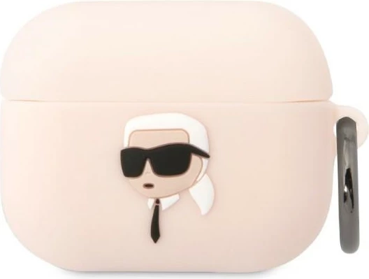 Mbështjellës Karl Lagerfeld KLAPRUNIKP për AirPods Pro, silikon, rozë, me unazë