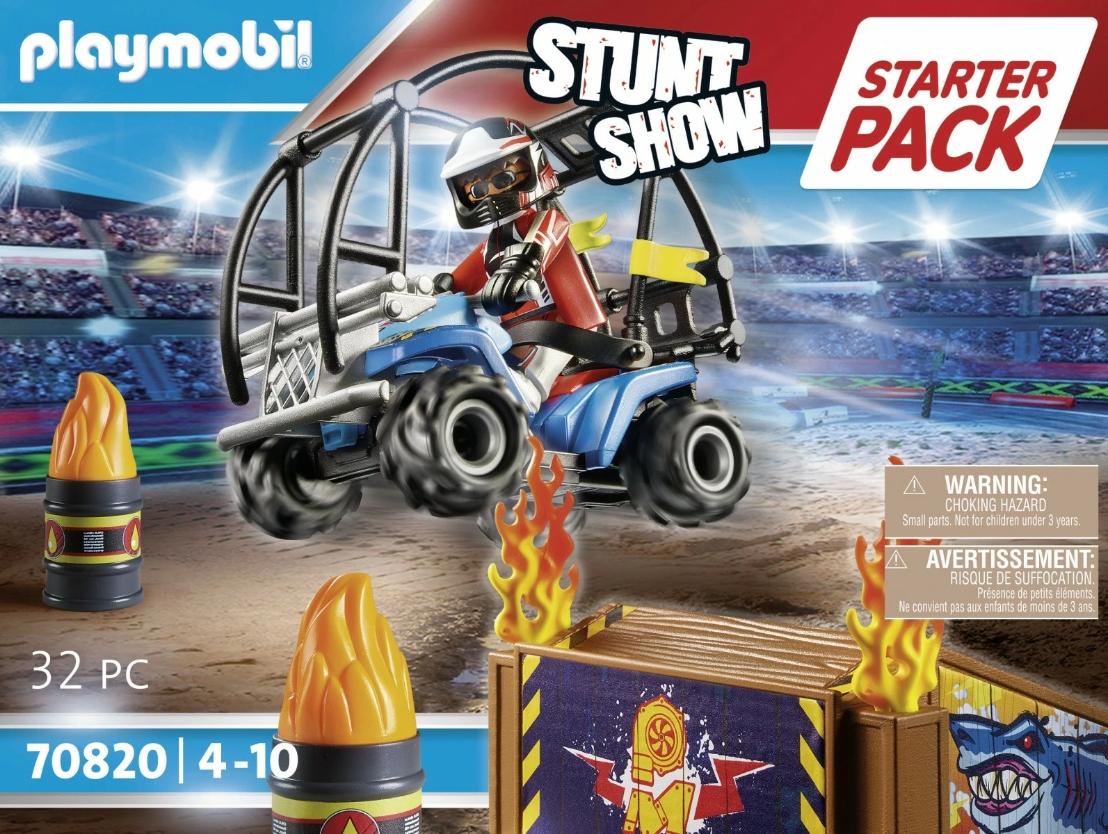 Set lodrash Playmobil Stunt Show me quad dhe rampë me flakë, 70820