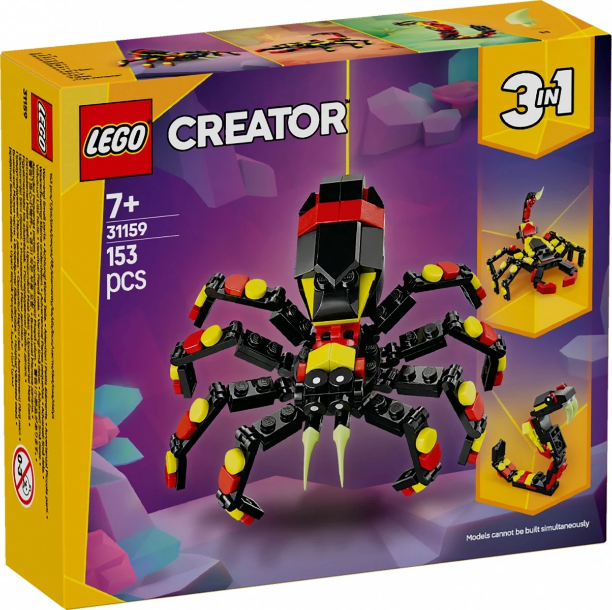 Set LEGO Creator 3-in-1 31159 Wild Animals: Amazing Spider, 153 pjesë, plastikë