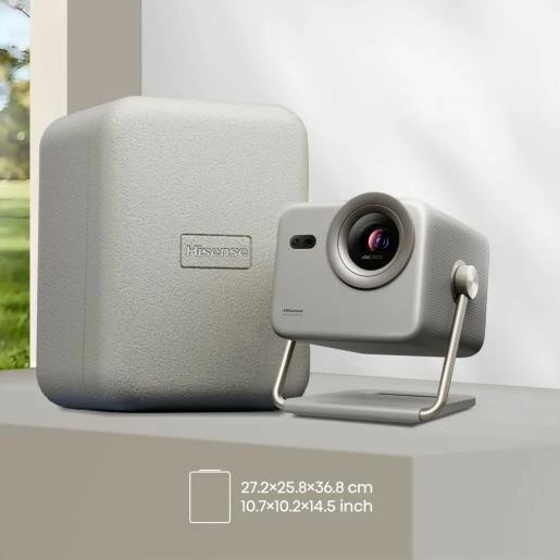 Projektor lazer 4K, Hisense M2 Pro, 1300 ANSI lm, short throw 1.0–1.3:1, auto-focus/keystone, Wi‑Fi/Bluetooth, gri