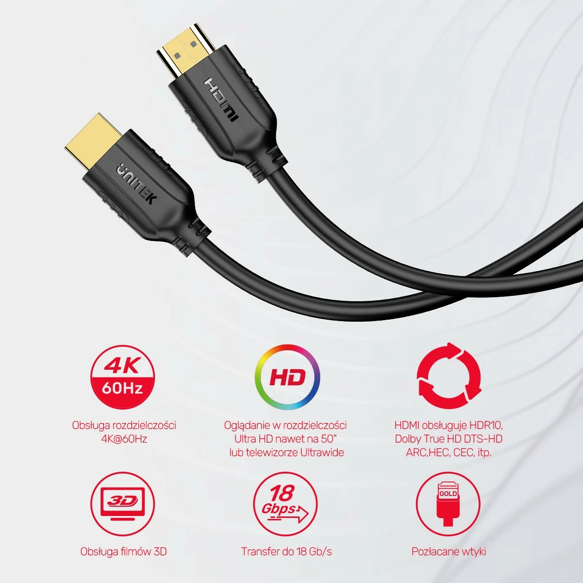Kabllo HDMI Unitek C11079BK-3M, 3m, 4K 60Hz, e zezë