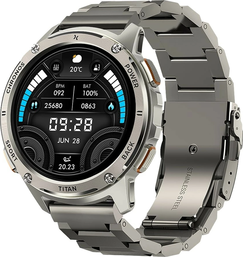 Smartwatch Maxcom FW110 Titan Chronos, Silver, 1.43'' AMOLED, 450 mAh