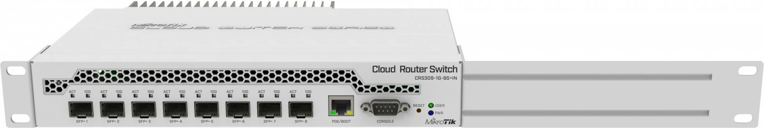 Switch i menaxhuar Mikrotik CRS309-1G-8S+IN, 8x SFP+, 1x 1GbE, i bardhë