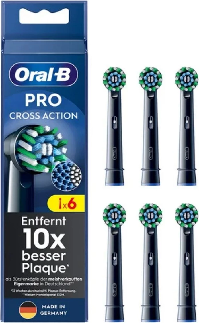 Kokë furçe dhëmbësh sonike, Oral-B, 860229 Cross Action, 6-Pack, e zezë