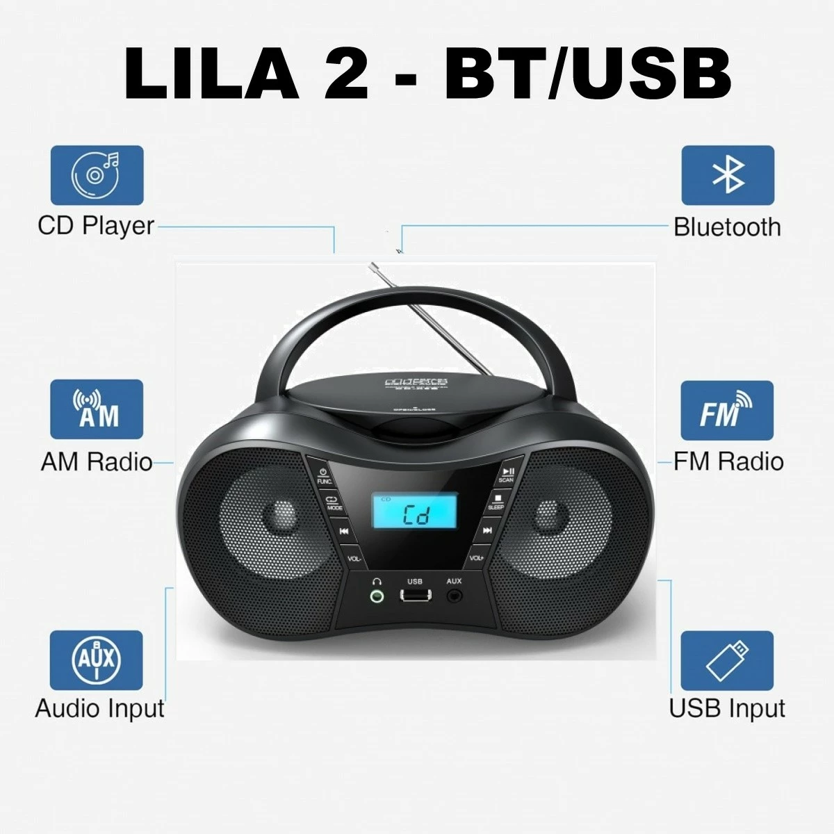 Radio CD Eltra LILA2 me USB/BT, argjendtë