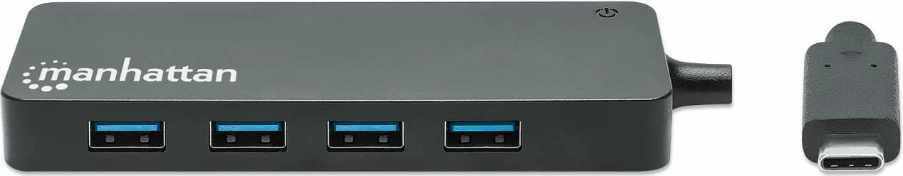 USB hub MANHATTAN 7 porta, USB-C në USB-A, 5 Gbit/s, zi