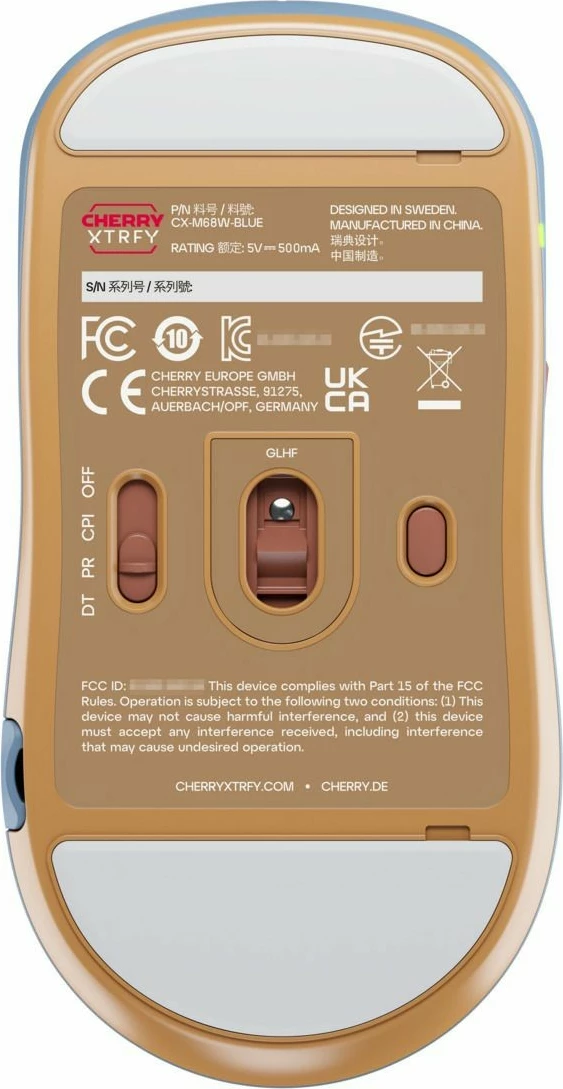 Maus CHERRY XTRFY M68 Wireless, 26000 DPI, i zi, blu, kafe