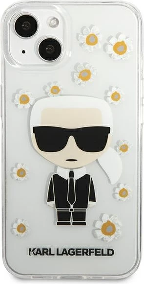Mbështjellës Karl Lagerfeld KLHCP13SHFLT për iPhone 13 mini 5.4", Flower Ikonik Karl, Transparent