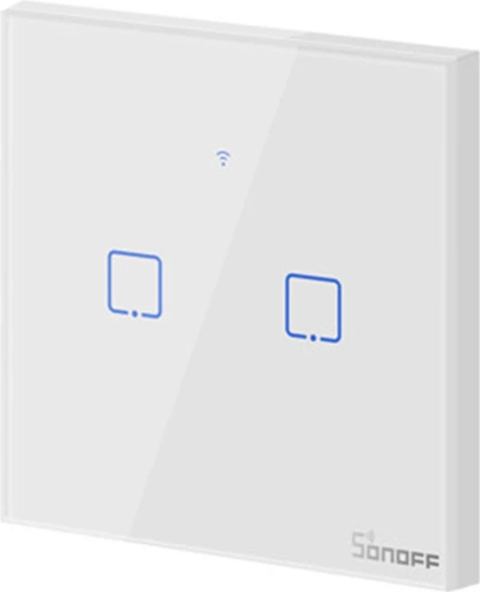 Kasë smart Sonoff T1 EU TX, 2 kanale, WiFi + RF 433MHz, e bardhë