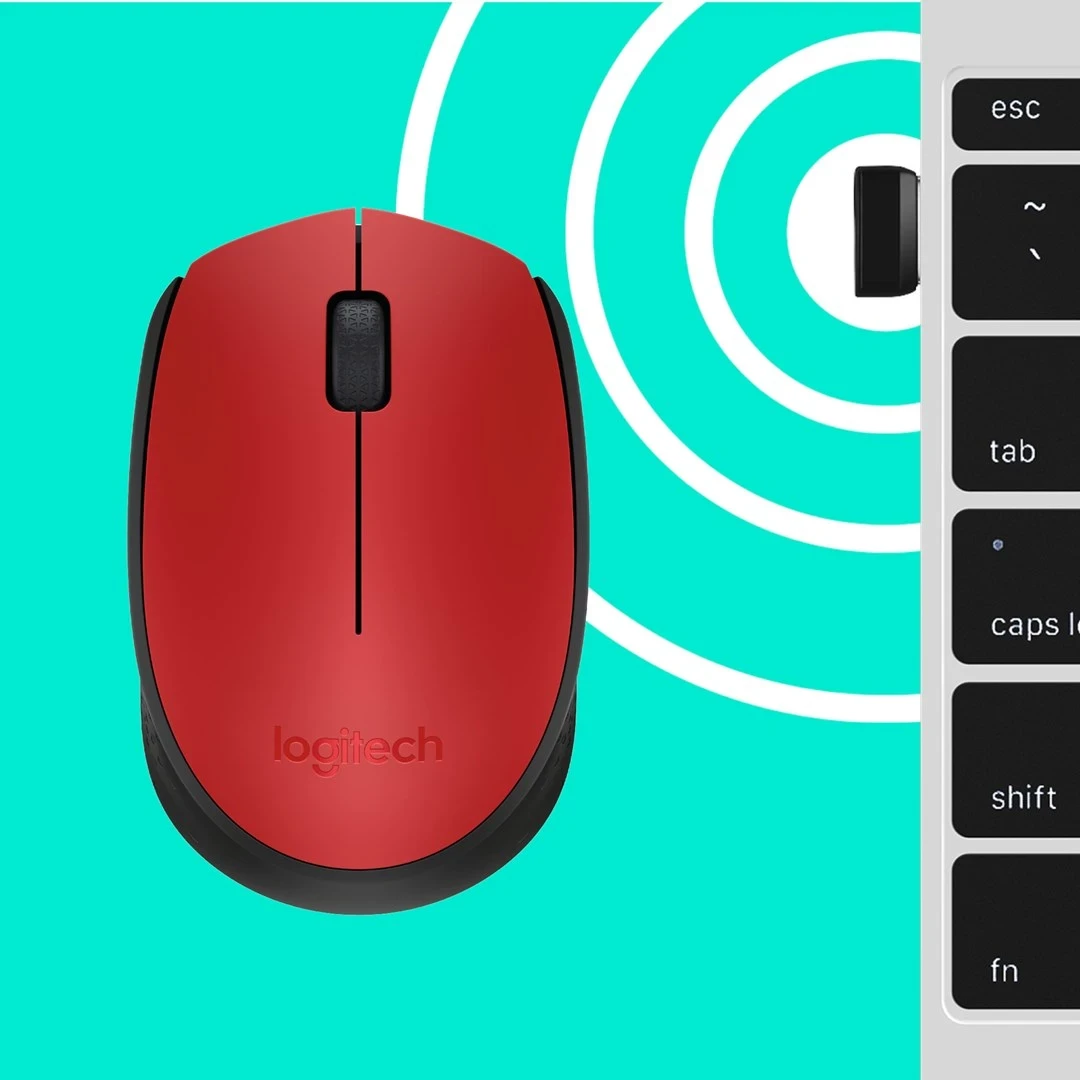 Maus Logitech M171, wireless, 1000 DPI, i kuq