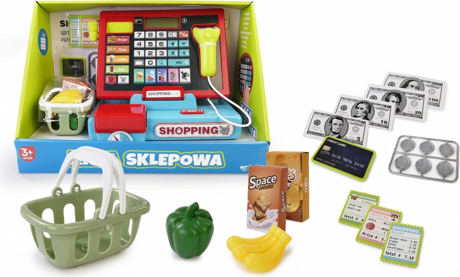 Kasë lodër Artyk 142543 me skaner dhe peshore, shumëngjyrëshe, set aksesorësh