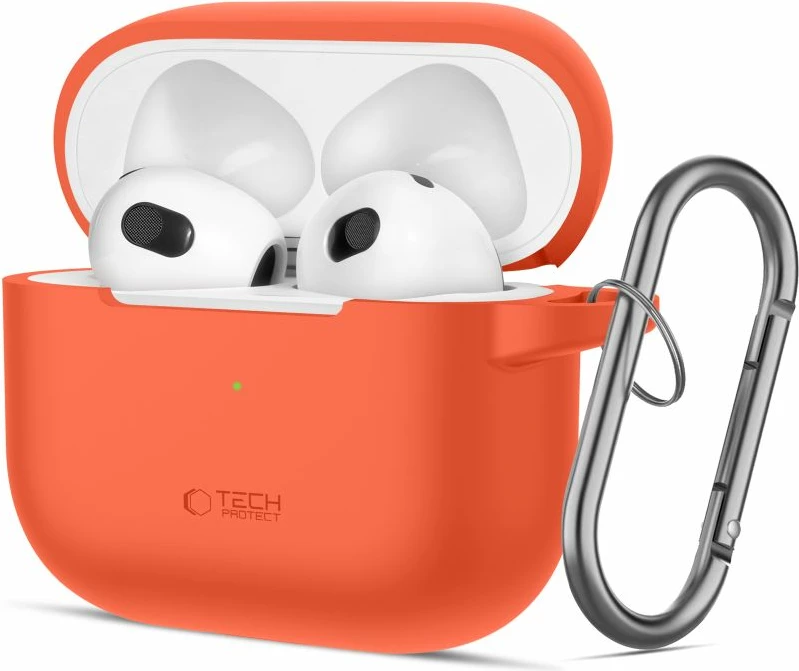 Mbështjellës Tech-Protect për AirPods 3, me karabiner, portokalli