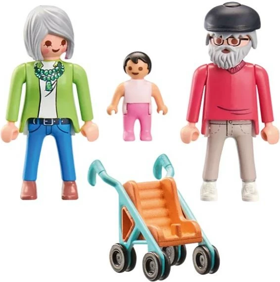 Set lodrash Playmobil My Life 71613, gjysh, gjyshe dhe nip/mbesë me karrocë