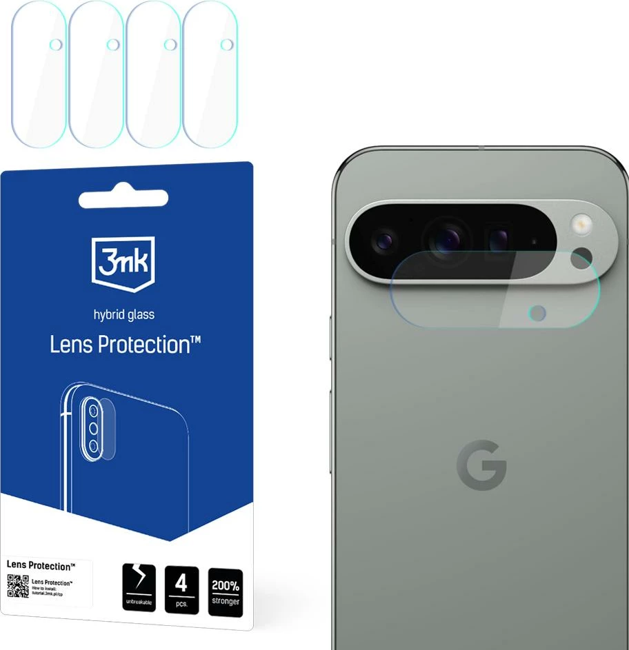 Xham hibrid për kamerë 3mk Protection për Google Pixel 9, set 4 copë