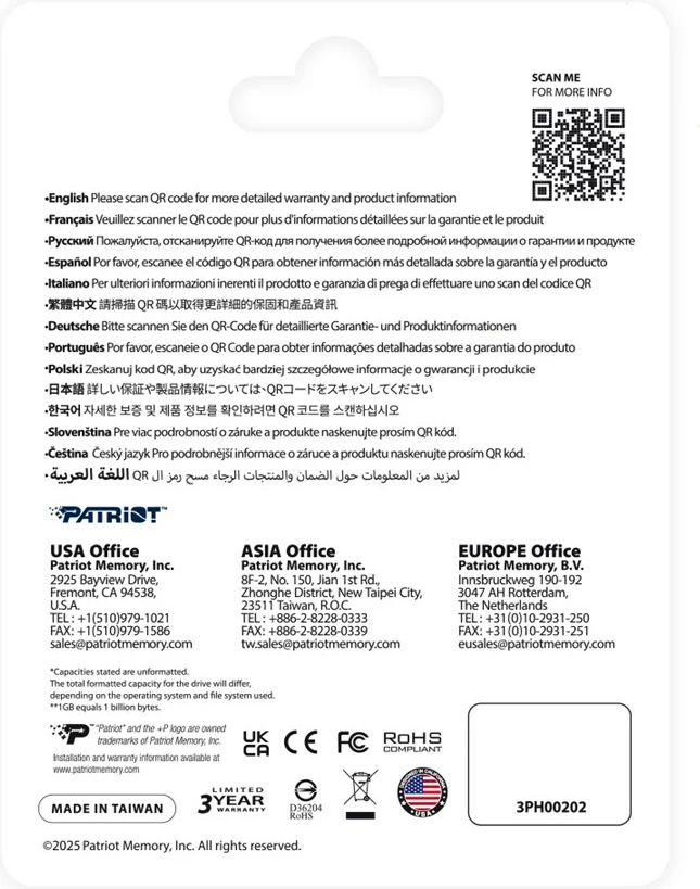 Flash drive Patriot Tab T560, 256GB, Dual USB, Argjend