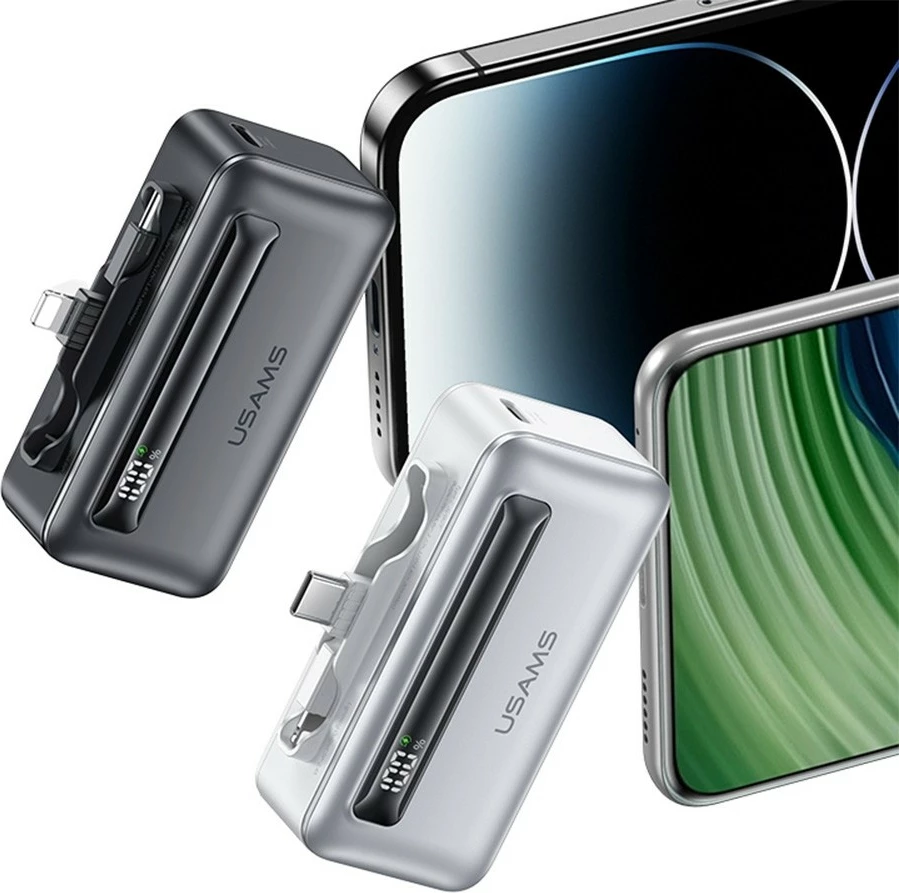 Powerbank USAMS USA001545, 4500mAh, 20W, USB-C/Lightning, Silver