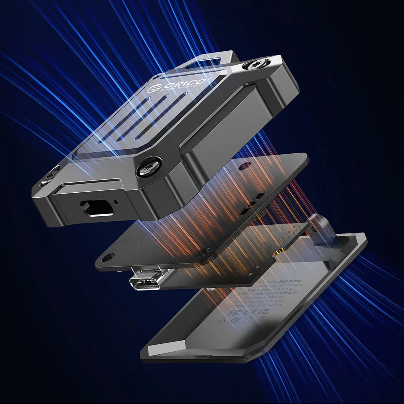 Kasë Orico XAM2 për SSD M.2 2230, USB-C 3.2, e përforcuar, e zezë