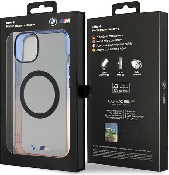 Mbështjellës BMW Gradient Bumper MagSafe për iPhone 14 Plus, silikon, gri