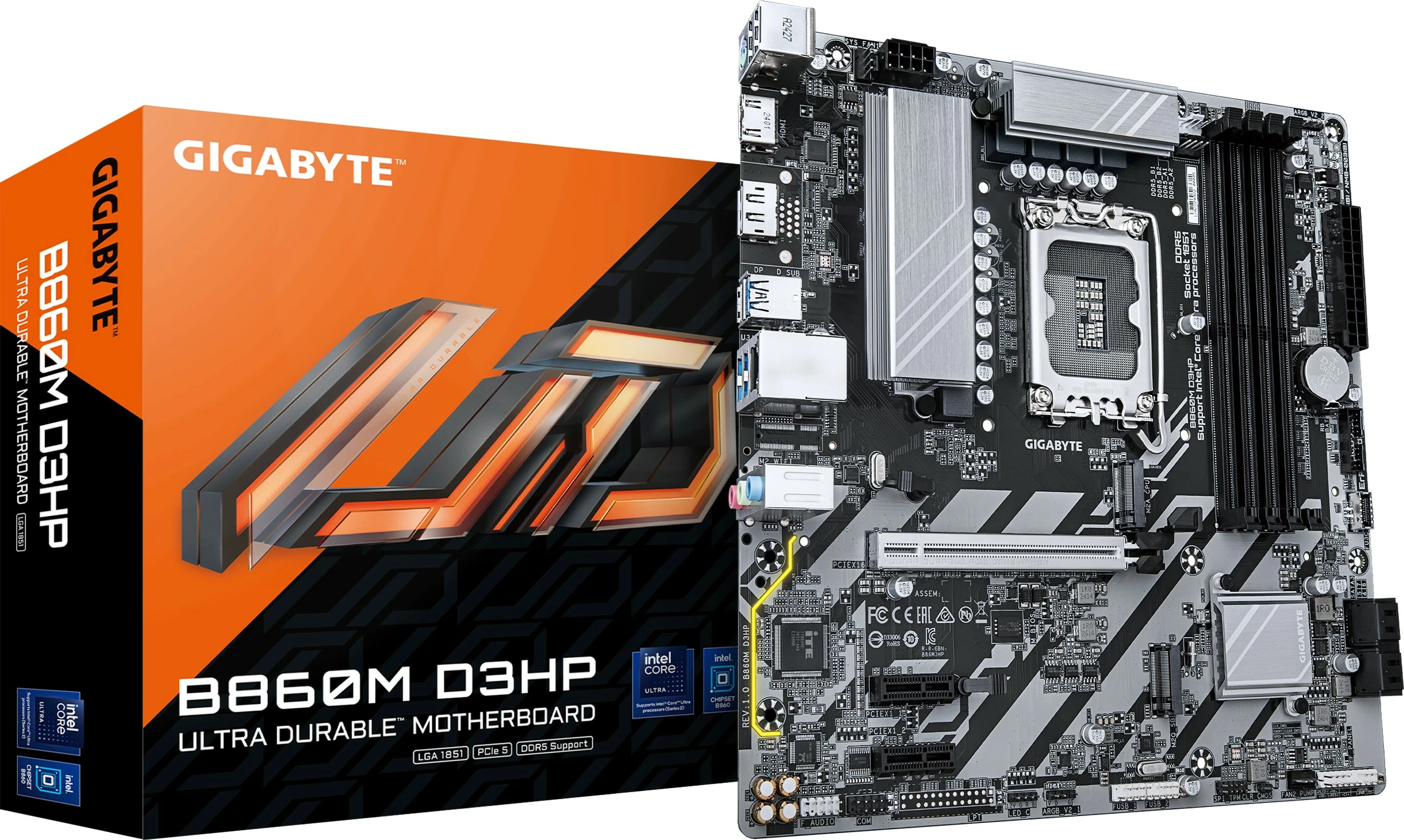 Pllakë amë Gigabyte B860M D3HP, LGA 1851, DDR5, 2x M.2, PCIe 4.0, micro ATX