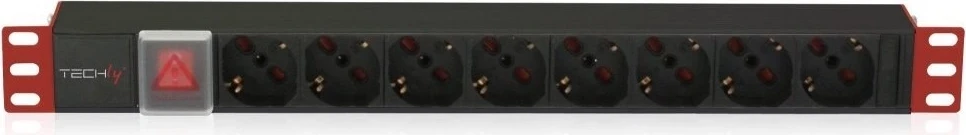 Shirit fuqie për kabinet Techly, 102635, 1U, me 8 priza Schuko dhe kabllo 3m C20