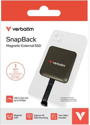 SSD i jashtëm magnetik, Verbatim, SnapBack DQVE32061PLG, 1TB USB-C USB 3.2 Gen 2x2 MagSafe Apple ProRes 4K/60, Mocca