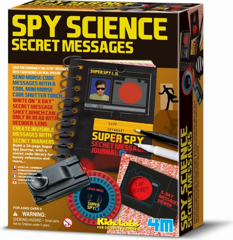 Set shkencor për spiunë, 4M Spy Science Secret Messages, me aksesorë edukativ, për fëmijë