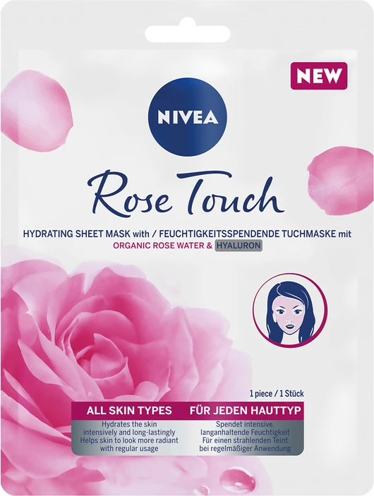 Maskë fytyre për femra Nivea Rose Touch Intensively Hydrating Mask, 1 copë