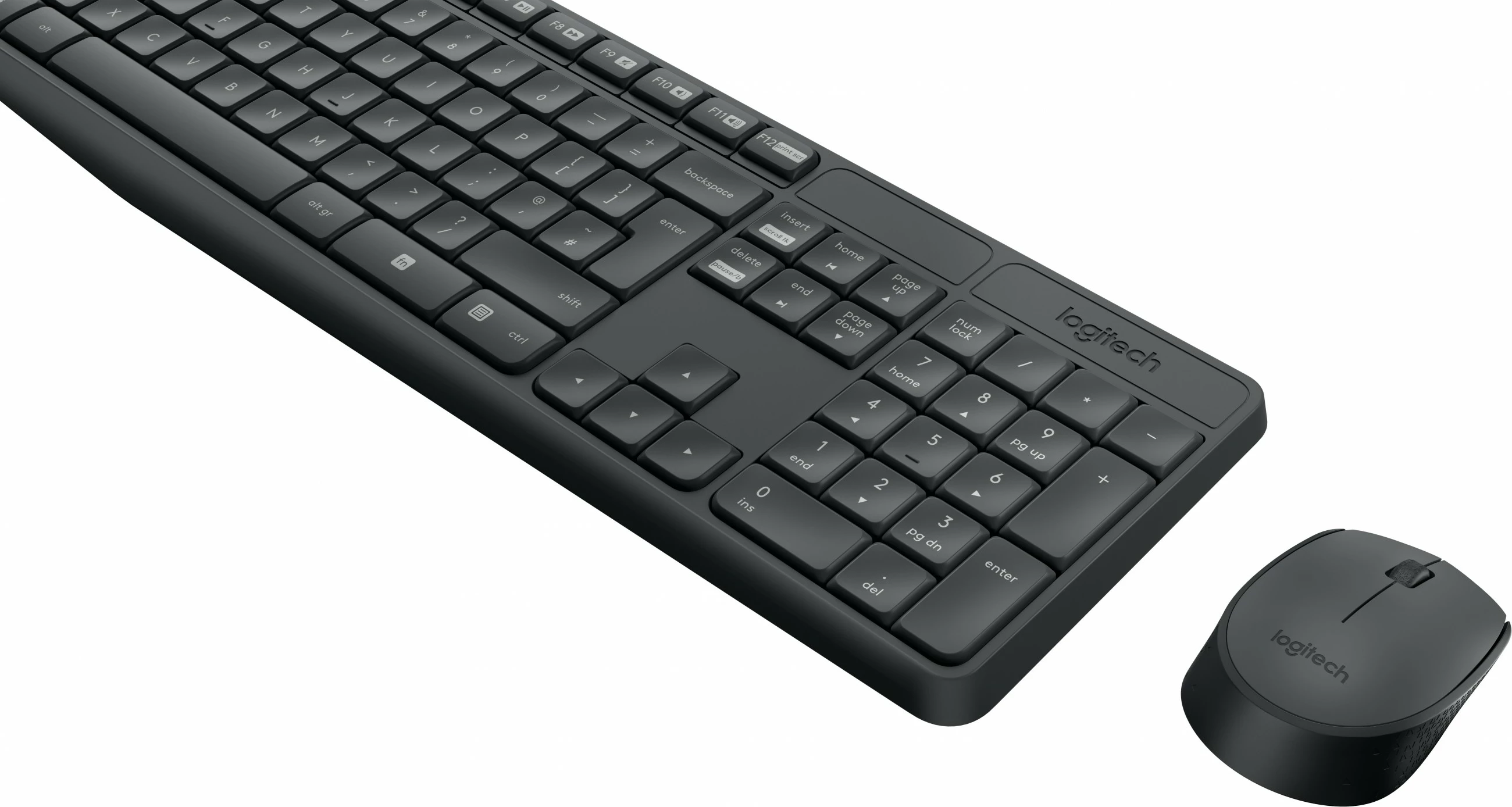 Komplet tastierë dhe maus Logitech MK235, Full-size (100%), Wireless, USB, QWERTZ, Gri, Maus përfshirë