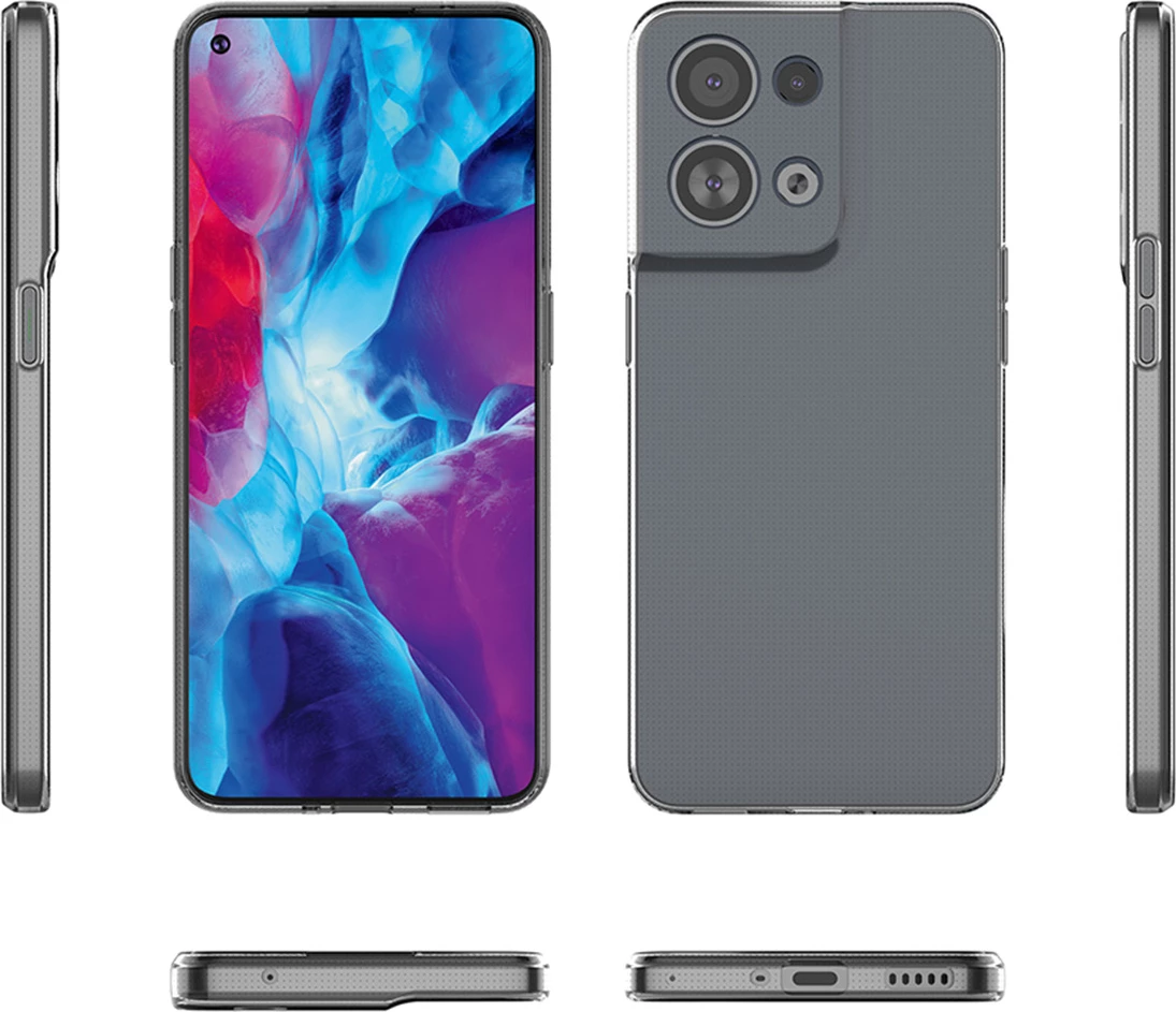 Mbështjellës Hurtel Ultra Clear 0.5mm për Oppo Reno 8 Pro, Transparent