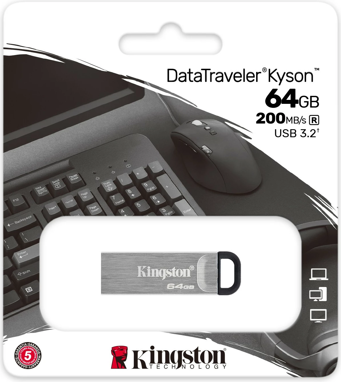 USB Flash Drive Kingston DataTraveler Kyson 64GB, USB Type-A, 3.2 Gen 1