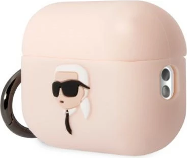 Mbështjellës Karl Lagerfeld për AirPods Pro 2, Silicone Karl's Head 3D, Rozë