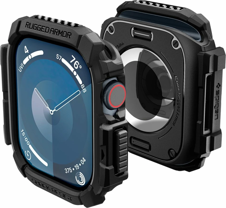 Mbështjellës Spigen Rugged Armor për Apple Watch 10, 42mm, i zi